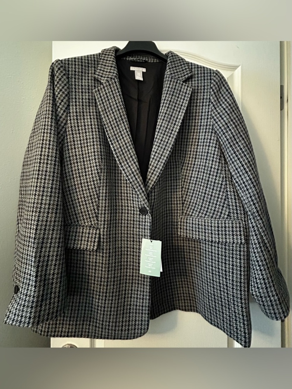 H&M Black and White Houndstooth Blazer